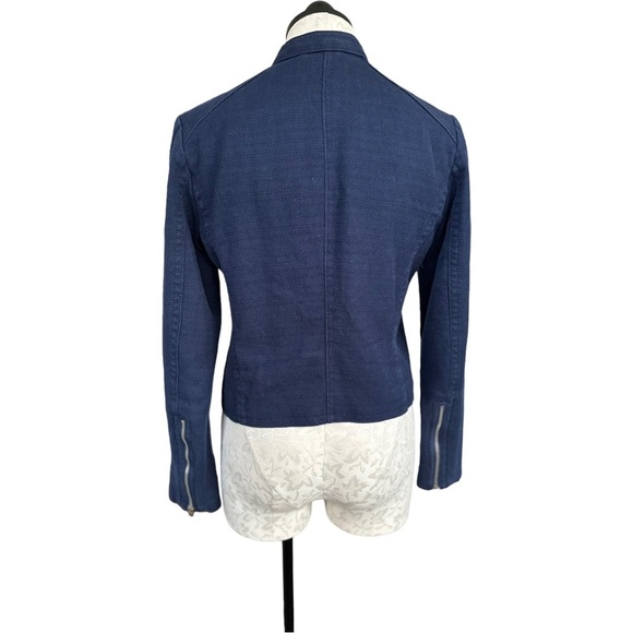 Gap Moto Navy Asymmetrical Jacket Zippers Size Medium - Picture 7 of 16